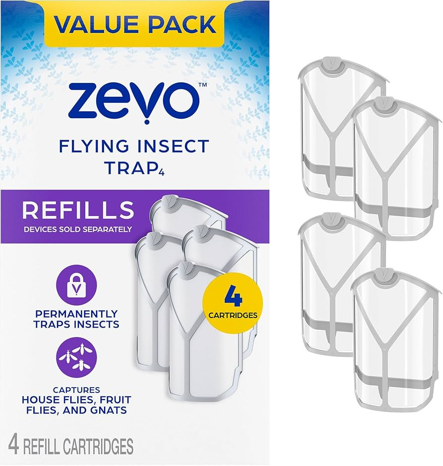 ZEVO Flying Insect Refills for Indoor Light Trap: 4 Light Trap Refill Cartridges Capture Fruit Fl... | Amazon (US)