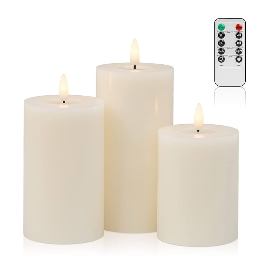ANGELLOONG Flickering Flameless Candles with Remote, Real Wax Battery Operated Candles with Timer... | Amazon (US)