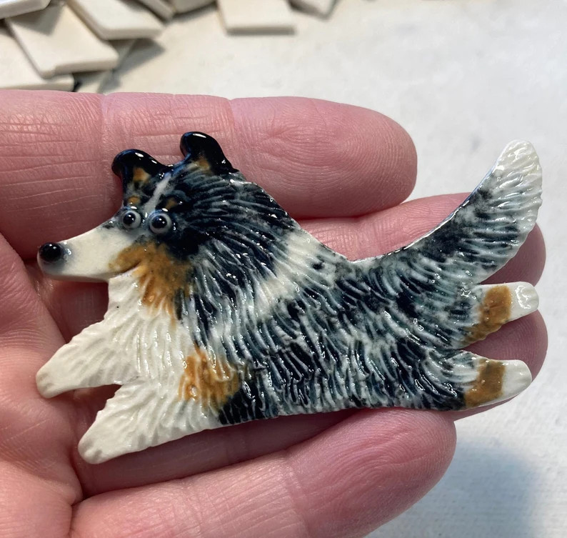 Collie Handmade Porcelain Ceramic Tile, Magnet, Pin or Ornament Tell Me Your Choice - Etsy | Etsy (US)