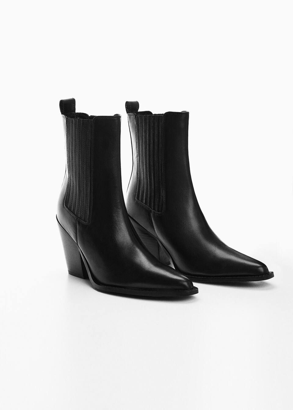 Cowboy-style leather ankle boots | MANGO (US)