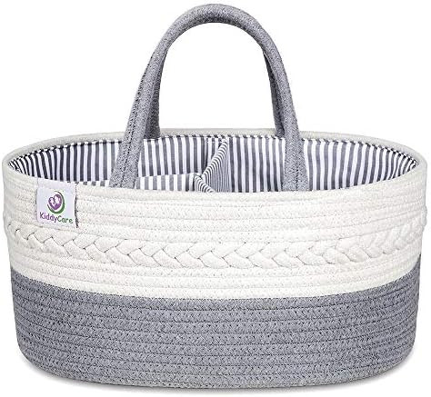 KiddyCare Baby Diaper Caddy Organizer - Stylish Rope Nursery Storage Bin 100% Cotton Canvas Porta... | Amazon (US)
