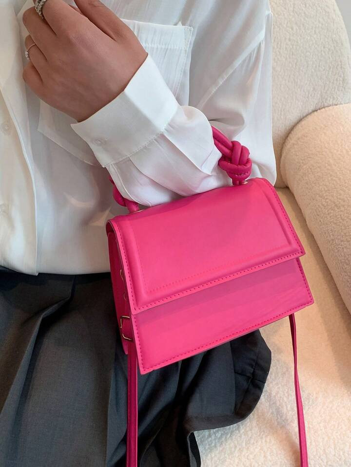 Black Friday Sale! 1pc Solid Color Pu Leather French Minimalist Design Commuter Small Square Bag ... | SHEIN