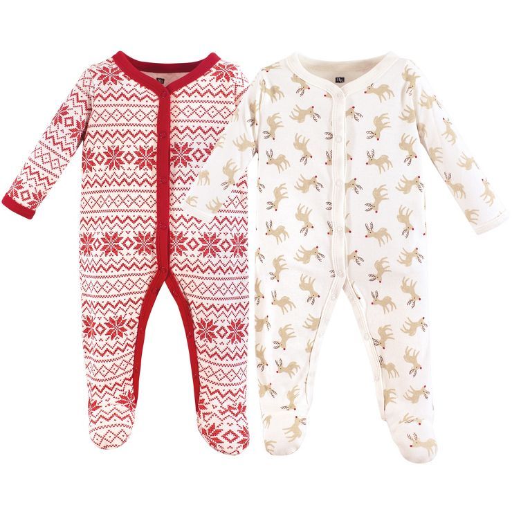 Hudson Baby Baby Cotton Snap Sleep and Play 2pk, Reindeer | Target