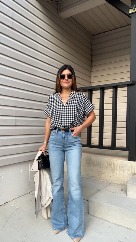 Take 25% off my top and jeans! 
Top size xs, jeans size 23.
Fall outfits, fall style, flare jeans, madewell, madewell jeans, sunglasses, plaid top, faux leather jacket. 

#LTKSale #LTKunder100 #LTKstyletip