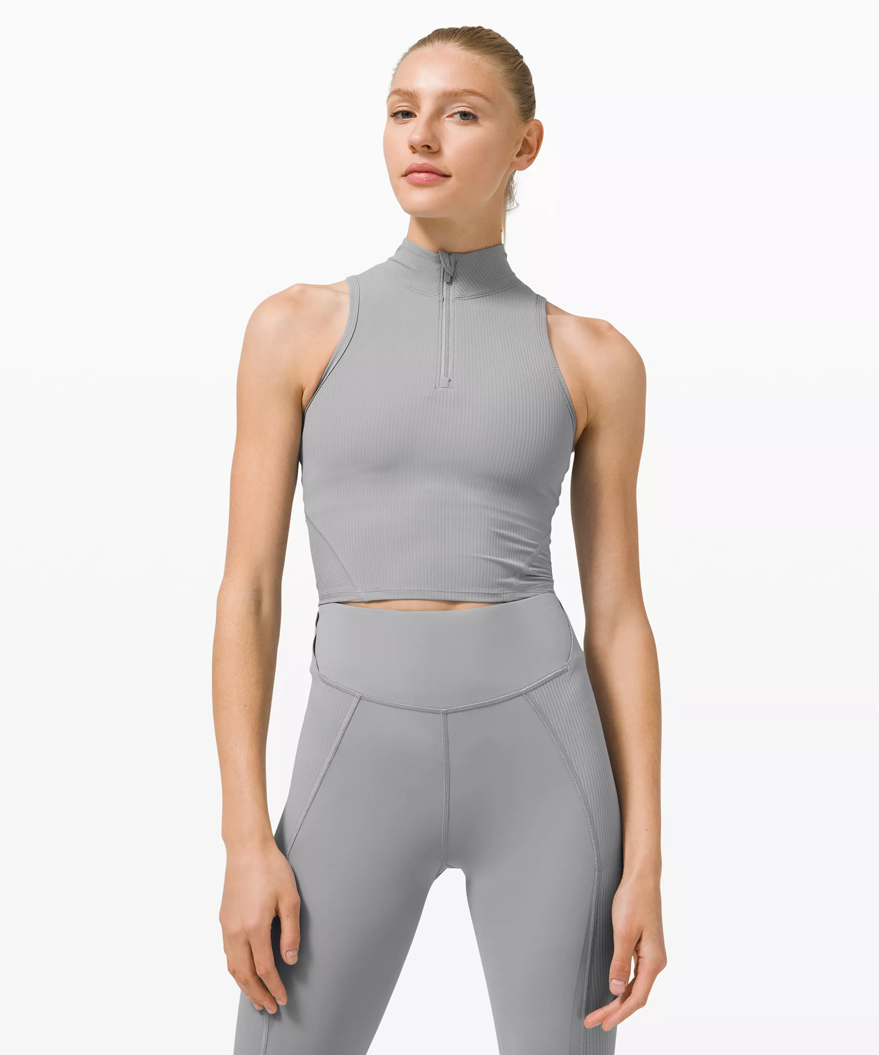 Rib Zip-Front Cropped Run Tank Top | Lululemon (US)