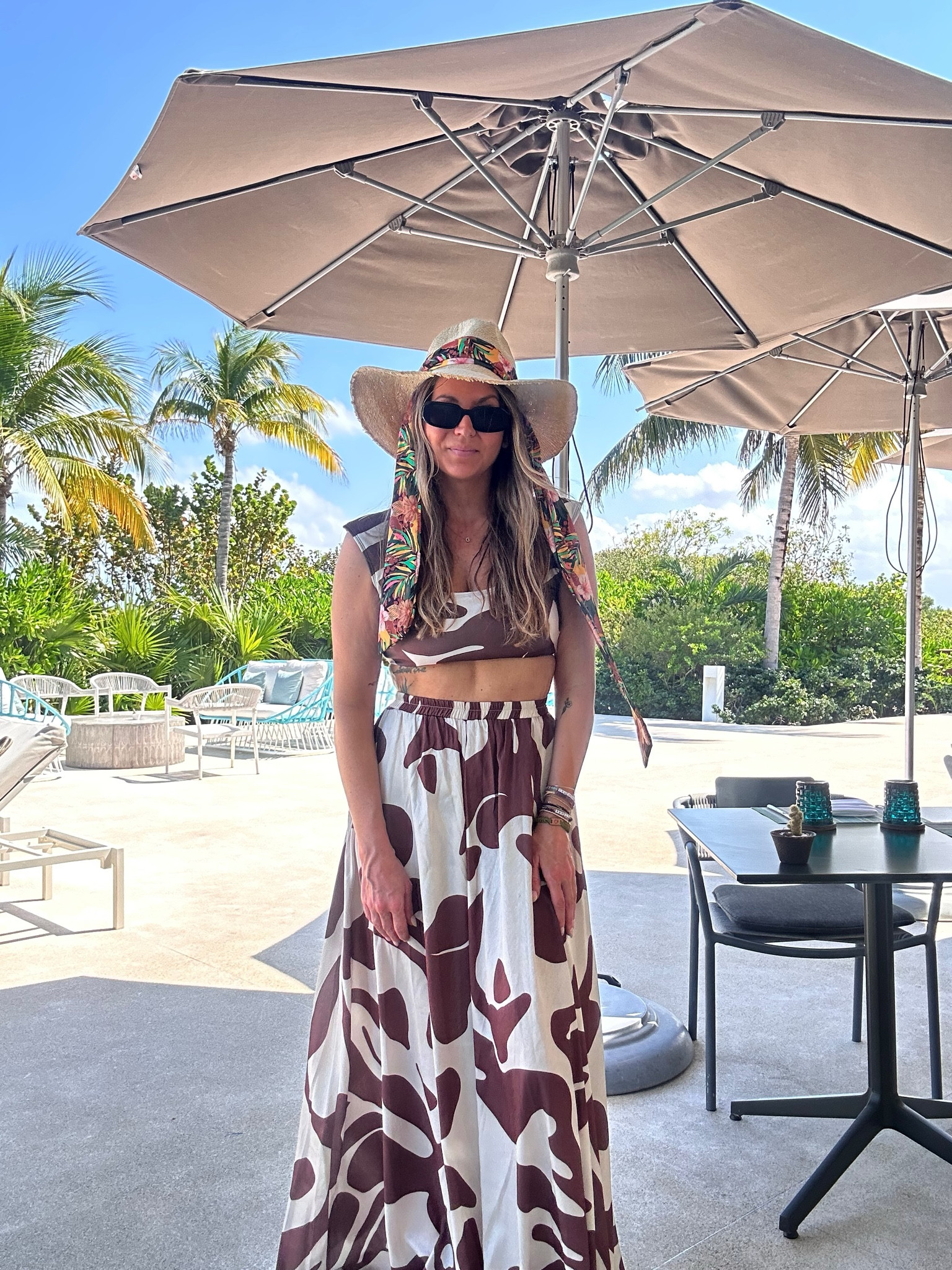 The cutest swim suit with flowing pants. Can be an outfit or at the pool/beach!