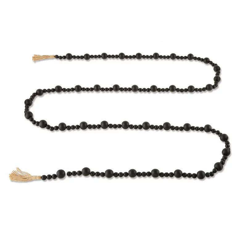Black Wooden Bead Christmas Garland, 9', by Holiday Time | Walmart (US)