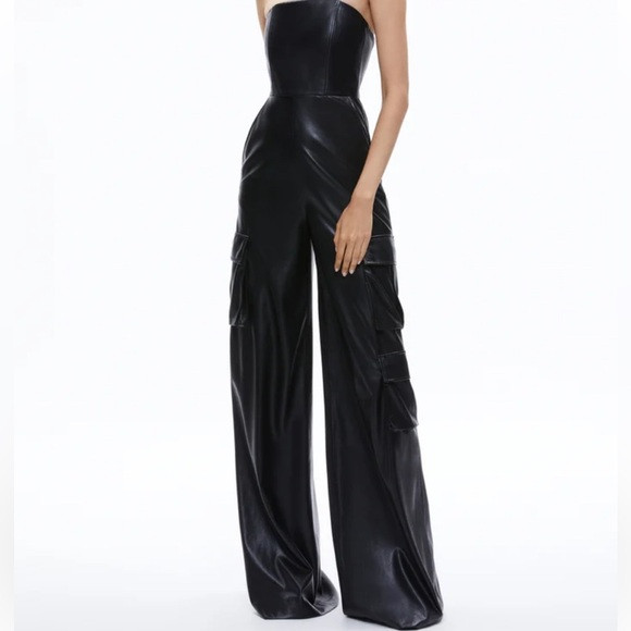 Alice + Olivia Emilia Cargo Vegan leather jumpsuit | Poshmark