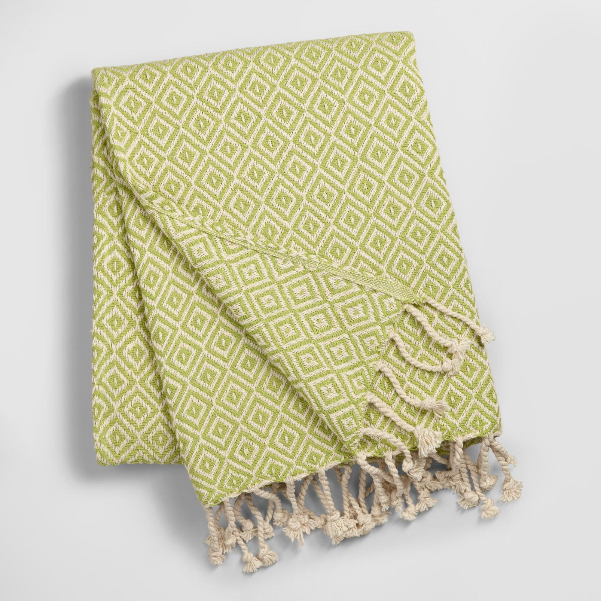 Green Diamond Weave Throw | World Market
