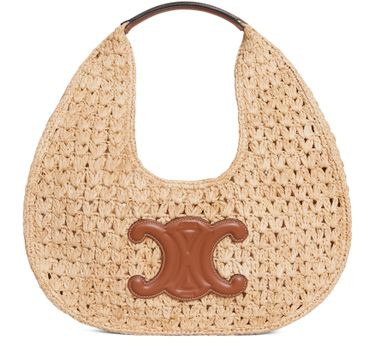 Celine classic panier hobo bag  in raffia and calfskin - CELINE | 24S US