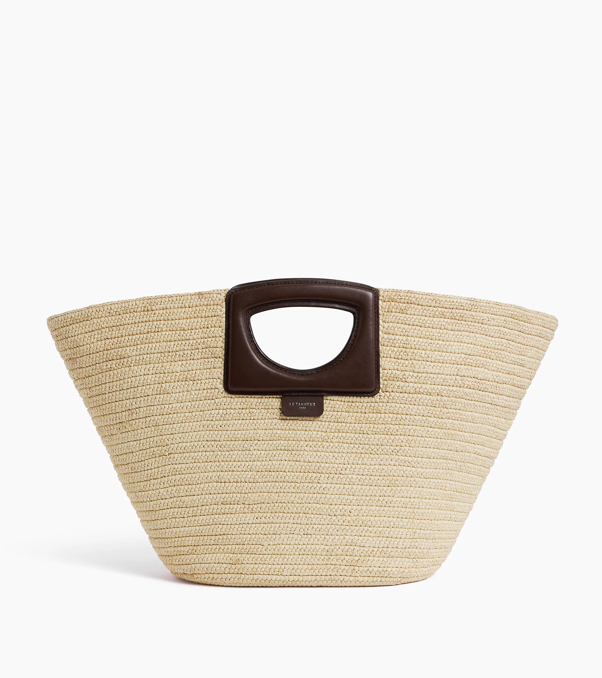 Large tote bag in natural raffia and smooth vegetable leather | Le Tanneur
