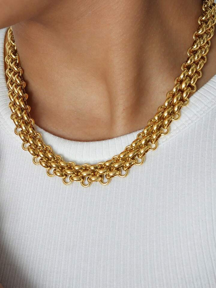 1pc European And American Style Hip-Hop Personality Exaggerated Cool Stainless Steel Chain Neckla... | SHEIN