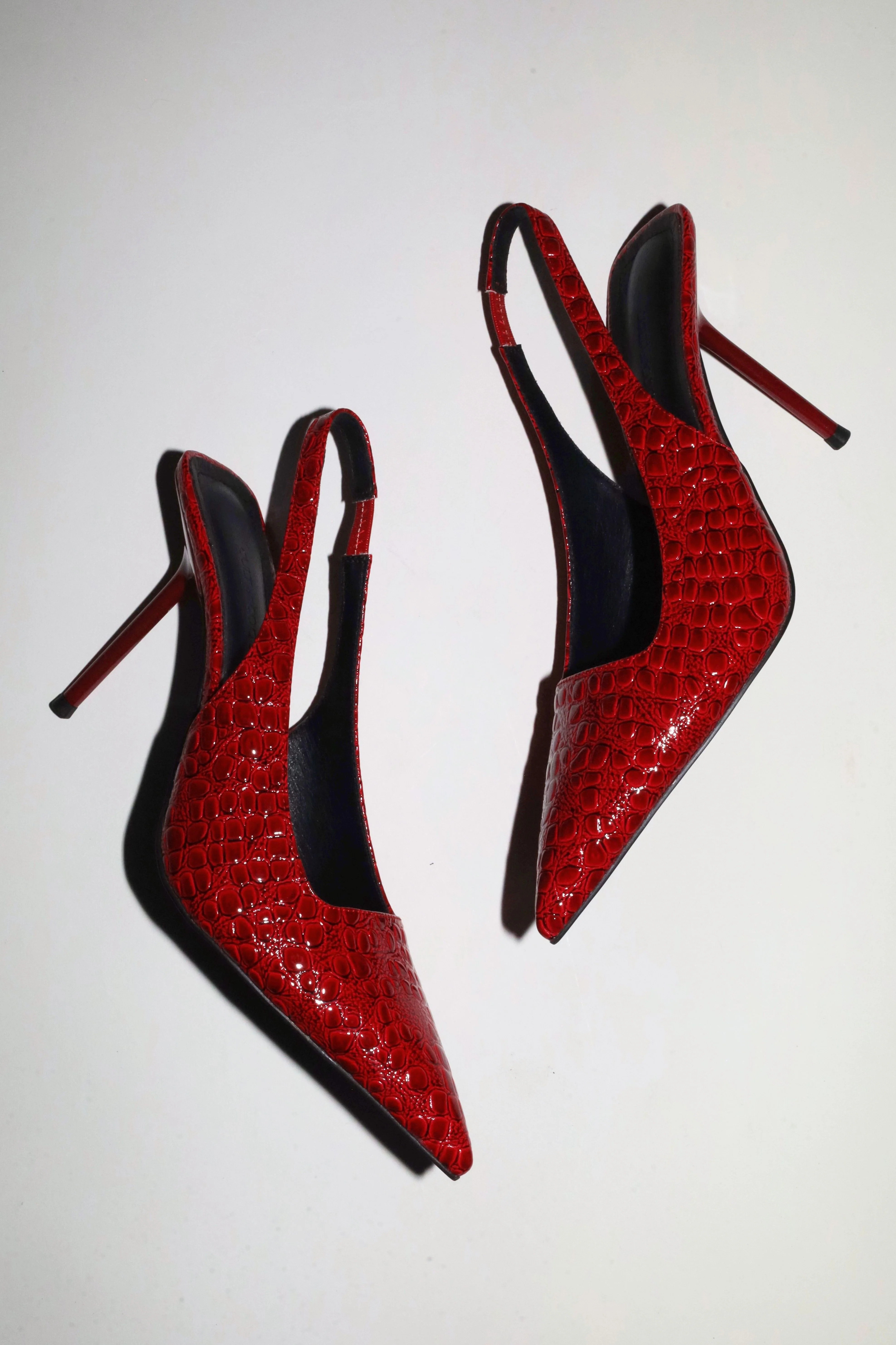 Elsa Slingback Pump Red Croc Patent 100 mm | CULT OF COQUETTE