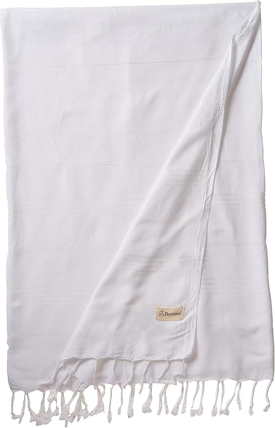 Bersuse 100% Cotton - Anatolia XL Throw Blanket Turkish Towel - 61 x 82 Inches, White | Amazon (US)
