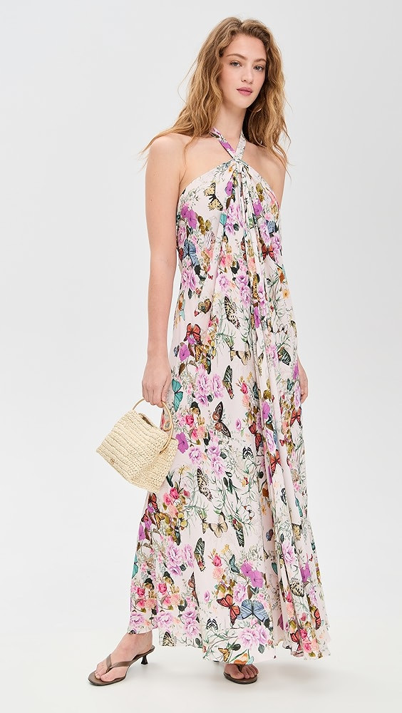 L'AGENCE Geneva Butterfly Keyhole Halter Maxi Dress | Shopbop | Shopbop