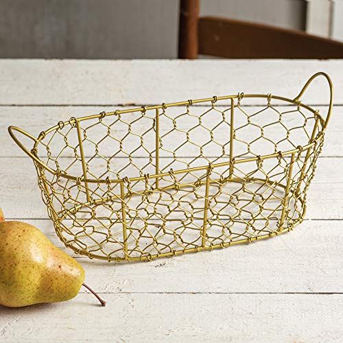 Colonial Tin Works Oval Chicken Wire Basket Small Decorative Farmhouse Centerpieces Bathroom Stor... | Amazon (US)
