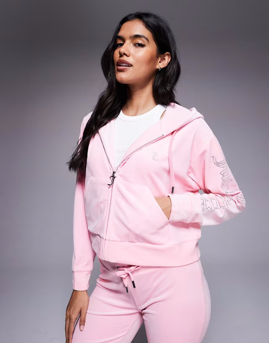 Juicy Couture co-ord zip up relaxed hoodie in pink | ASOS (Global)