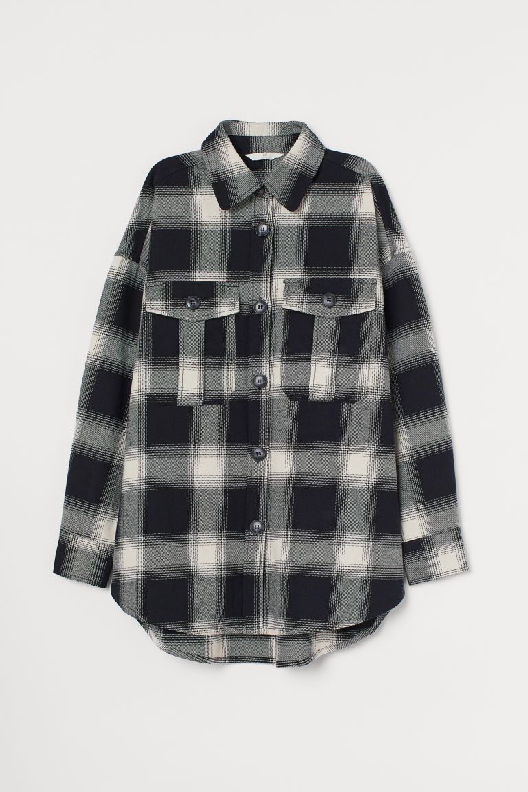 H & M - Cotton Flannel Shirt - Black | H&M (US + CA)