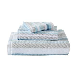 Ocean Bay Stripe 3-Piece Medium Blue Cotton Towel Set | The Home Depot