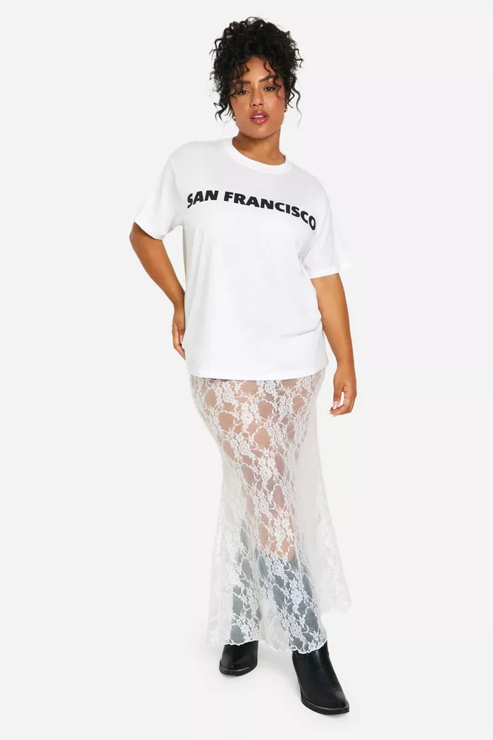 Plus Lace Maxi Column Skirt | boohoo (US & Canada)