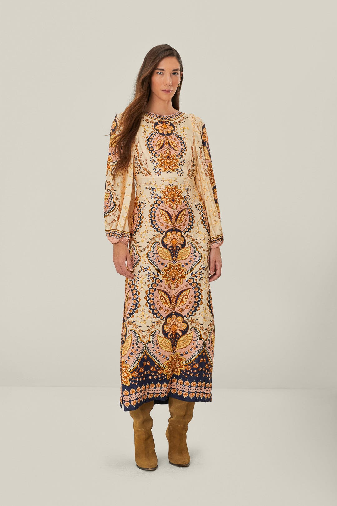 Beige Boho Midi Dress | FarmRio (US)