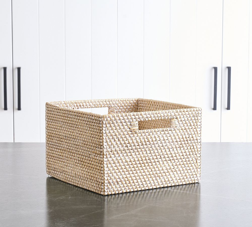 Tava Woven Utility Basket, Small, Whitewash | Pottery Barn (US)