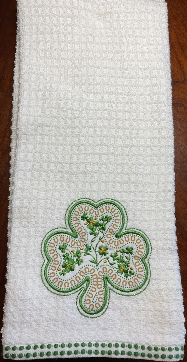 RACHEL ASHWELL FARMHOUSE KITCHEN TOWELS (2) SHAMROCK WAFFLE 100% COTTON NWT | eBay US