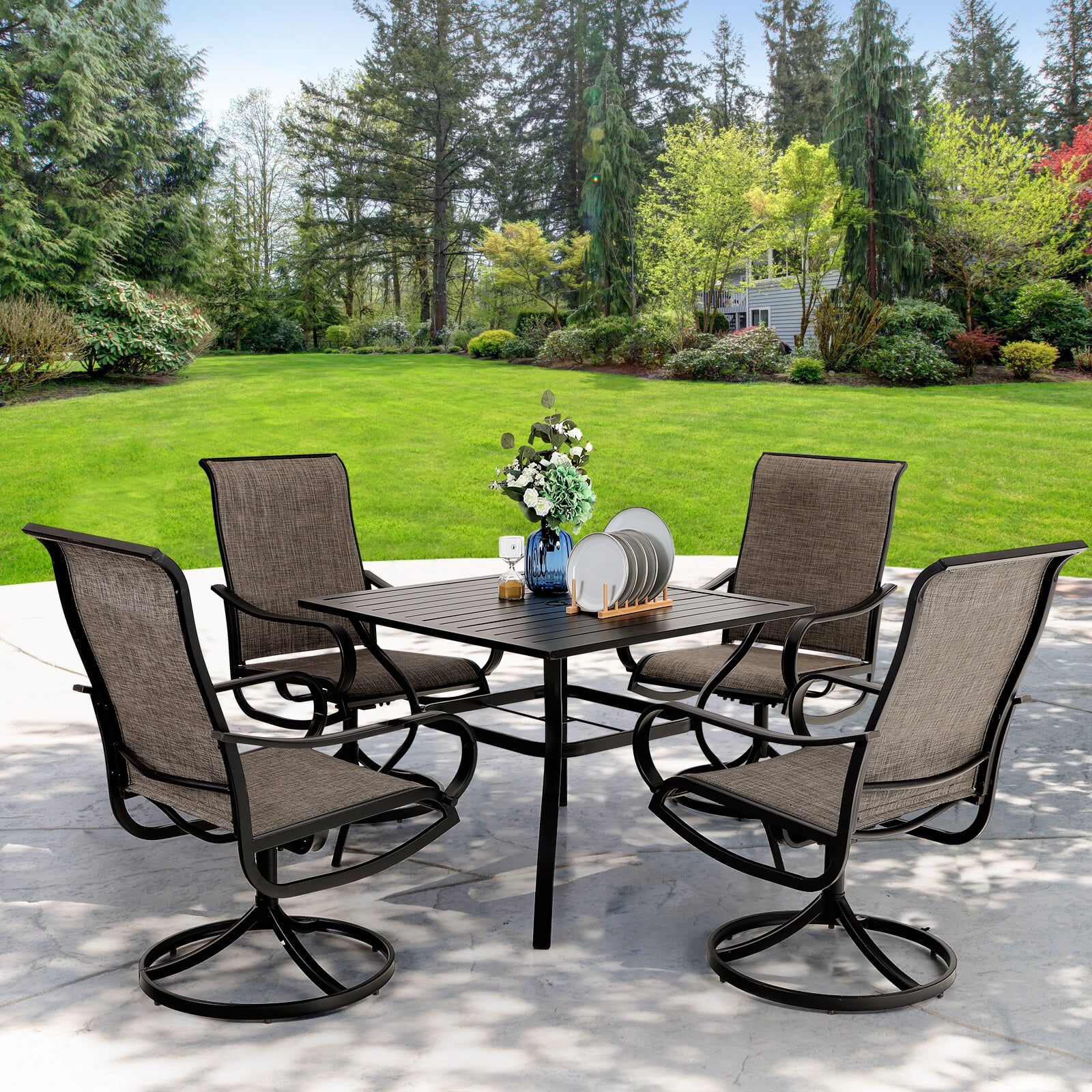 Sophia & William 5 Piece Metal Outdoor Patio Dining Bistro Set Outdoor Furniture Set with 1 Steel... | Walmart (US)