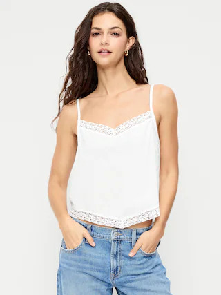 Lace-Trim Scarf Tank Top | Old Navy (US)