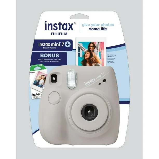 Fujifilm INSTAX Mini 7+ Exclusive Blister Bundle with Bonus Pack of Film (10-pack Mini Film), Gra... | Walmart (US)