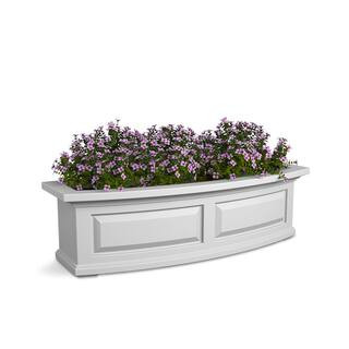 Nantucket 36 in. x 11.5 in. Self-Watering White Polyethylene Window Box | The Home Depot