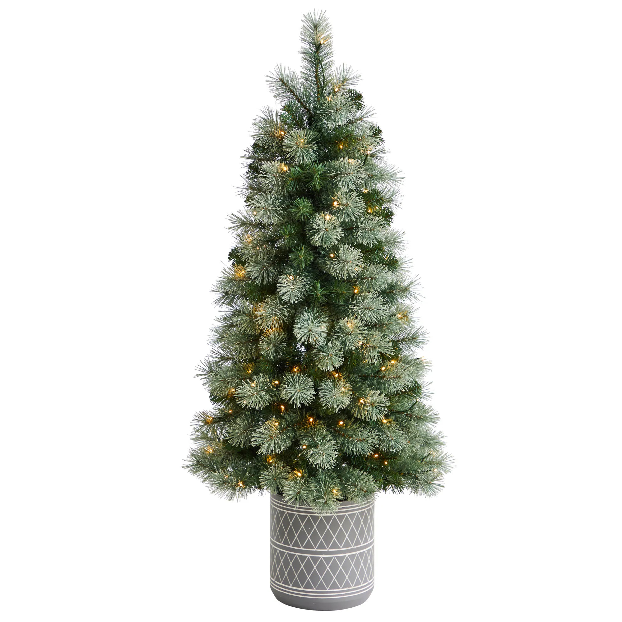 4.5' Nova Scotia Pine Christmas Tree in Engraved Stone Planter - 4.6 | Bed Bath & Beyond