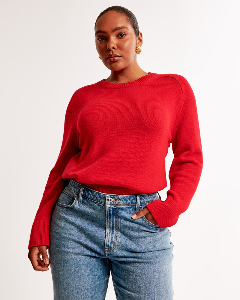 Women's The A&F Madeline Cotton-Blend Crew Sweater | Women's Tops | Abercrombie.com | Abercrombie & Fitch (US)