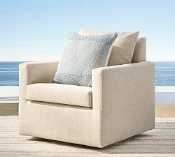 Delray Upholstered Swivel Outdoor Lounge Chair | Pottery Barn (US)