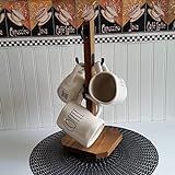 Rotating Coffee Mug Holder Revolving Cup Stand Tree Solid Wood Sturdy Rustic 6 Hooks Cup Stand Farmh | Amazon (US)