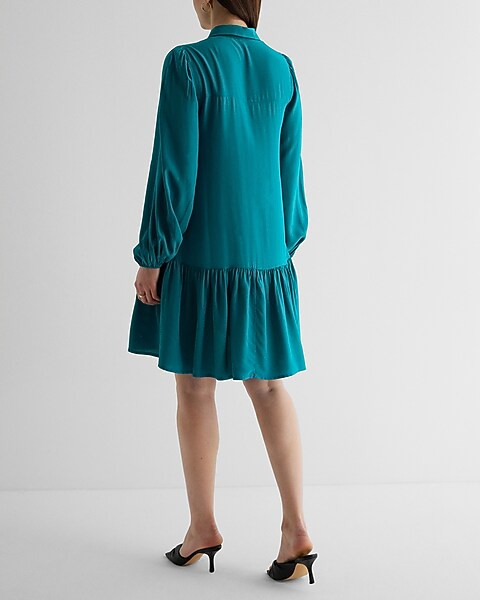 Ruffle Hem Oversized Shirt Dress | Express