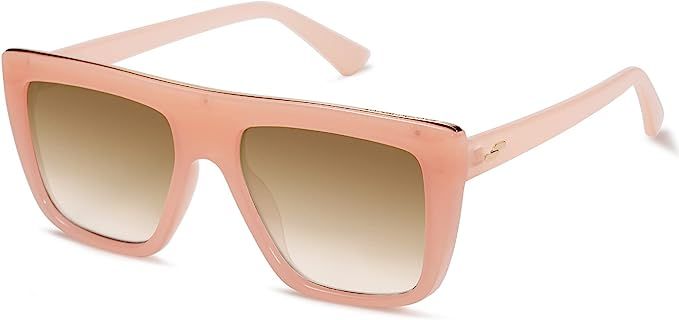 SOJOS Trendy Flat Top Sunglasses for Women Men UV400 Retro Oversized Square Sunnies | Amazon (US)