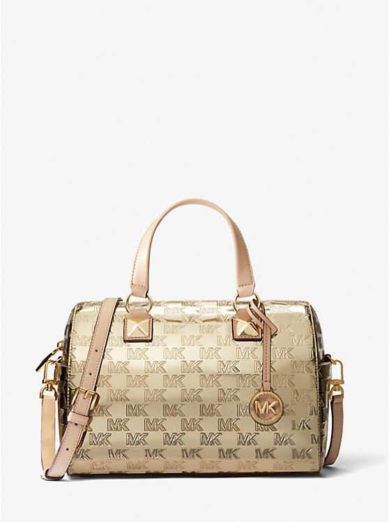 Grayson Medium Logo Embossed Patent Satchel | Michael Kors US