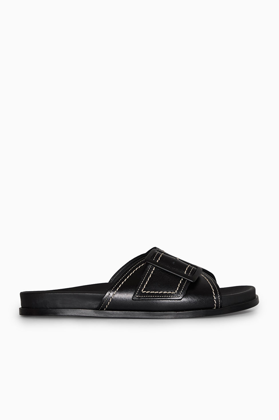 CONTRAST-STITCH BUCKLED LEATHER SLIDES | COS (EU)