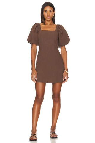 X Revolve Tuscany Linen Dress in Brown | Revolve Clothing (Global)