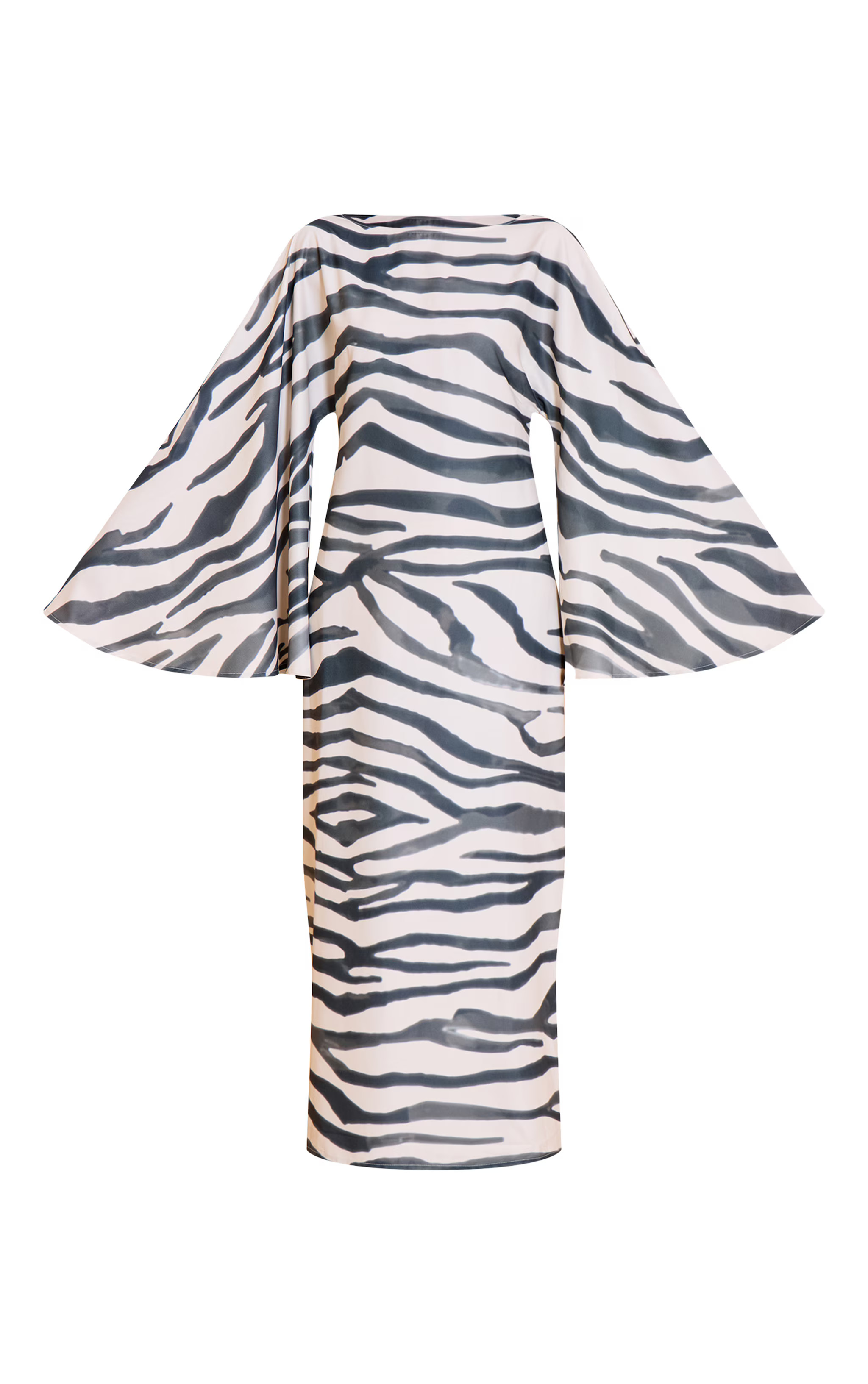 Zebra Print Floaty Woven Flared Sleeve Maxi Dress | PrettyLittleThing US