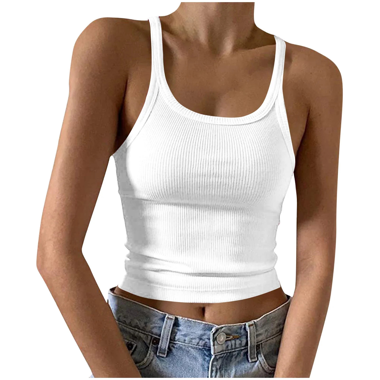 Timegard Womens Tank Tops Square Neck Ribbed Camis Slim Casual Workout Sleeveless Top Blouse Basi... | Walmart (US)