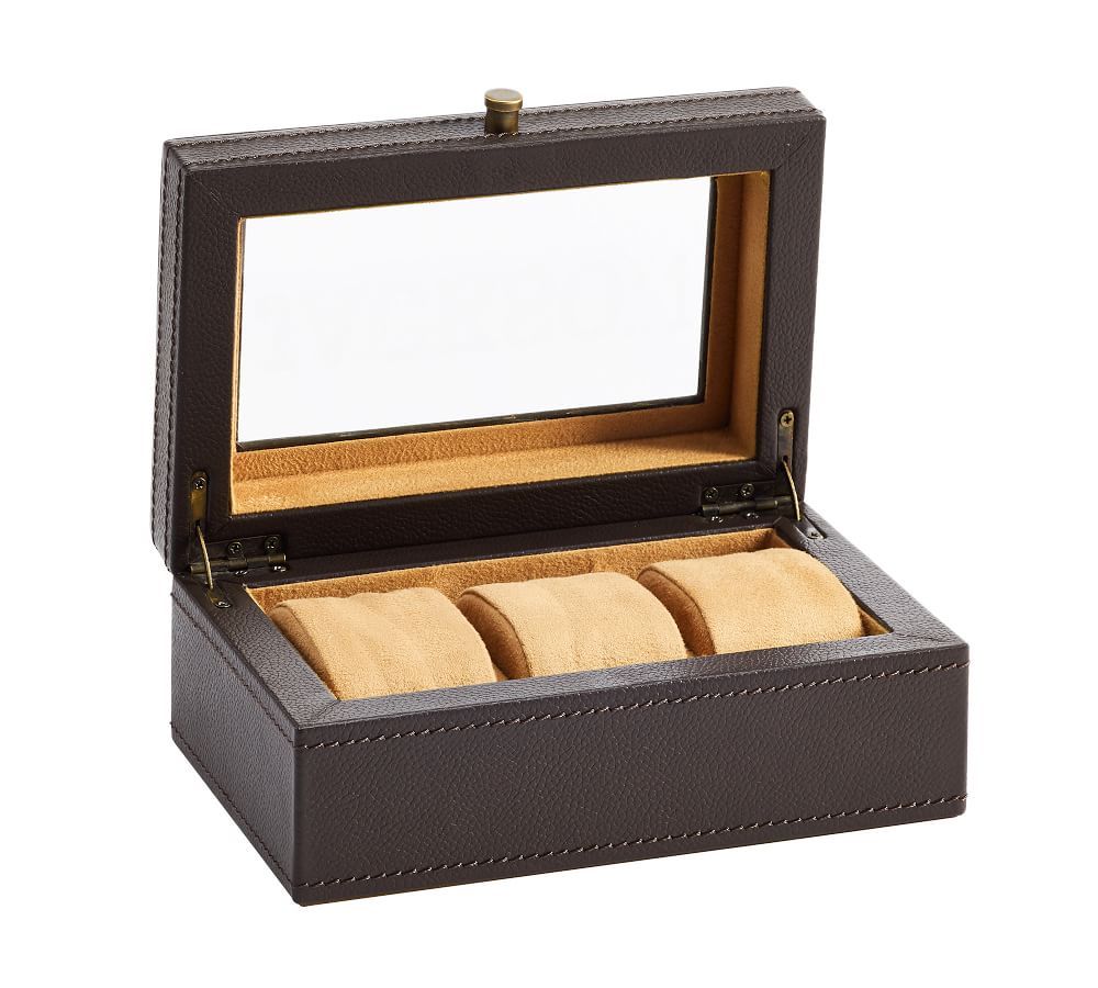 Grant Leather Watch Box, 5 Slot, Brown | Pottery Barn (US)