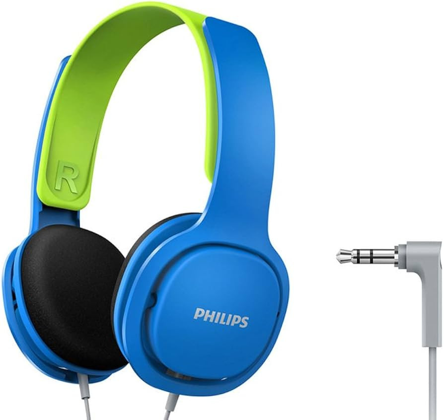 PHILIPS Coolplay Kids On-Ear Headphones - 85dB Volume Limiter - Safer Hearing (SHK2000BL), Blue & Green | Amazon (US)