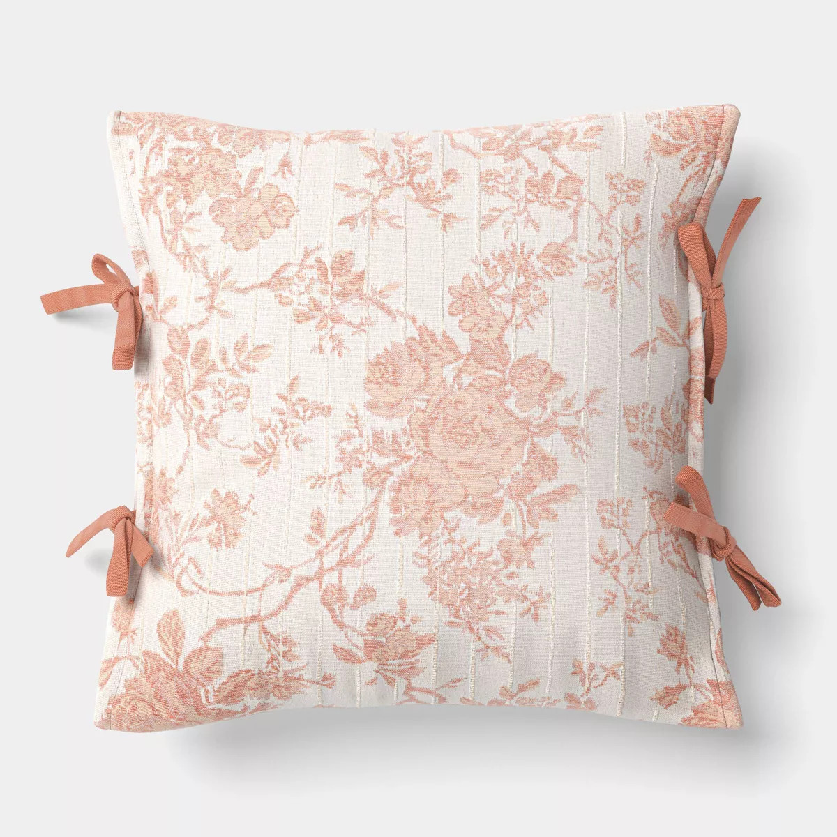 18"x18" Woven Stripe Side-Tie Outdoor Patio Throw Pillow Pink - Threshold™ designed with Studio... | Target