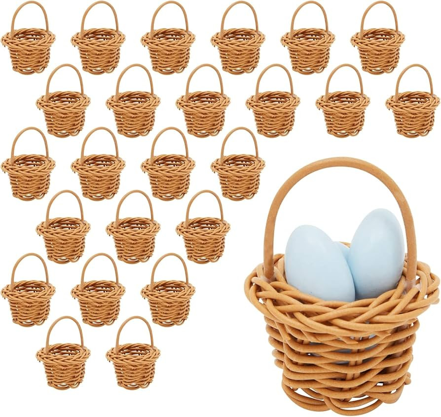 Juvale 24 Pack Rattan Mini Picnic Baskets with Handles for Tiny Birthday Party Favors or Baby Sho... | Amazon (US)