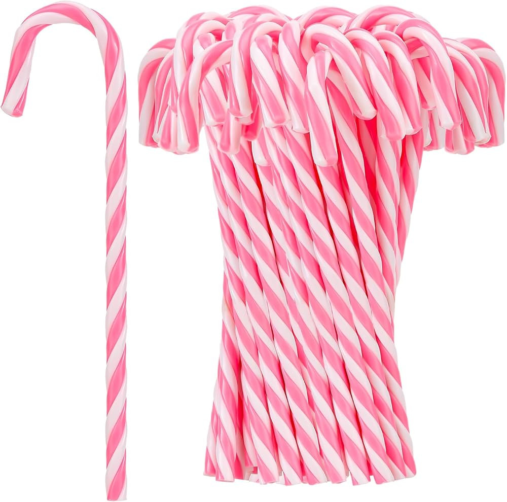 Hicarer 50 Pieces Christmas Plastic Candy Cane 5.9 Inches Christmas Tree Hanging Ornament Decorat... | Amazon (US)