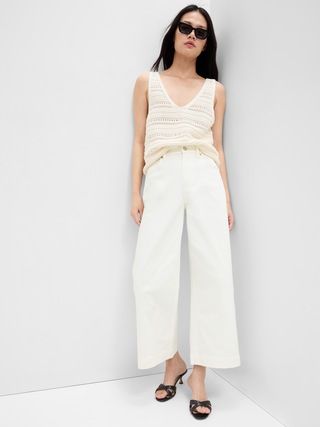 High Rise Wide-Leg Crop Jeans with Washwell | Gap Factory