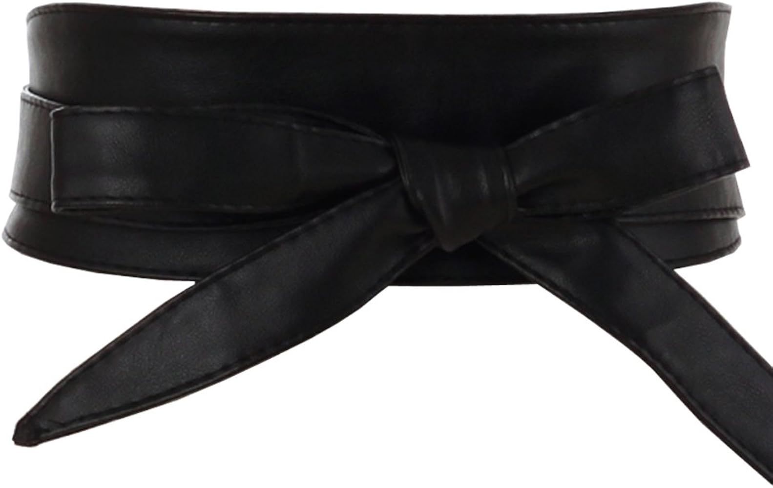 Aecibzo Women's PU Leather Self Tie Wrap Around Obi Waist Band Cinch Boho Belt | Amazon (US)