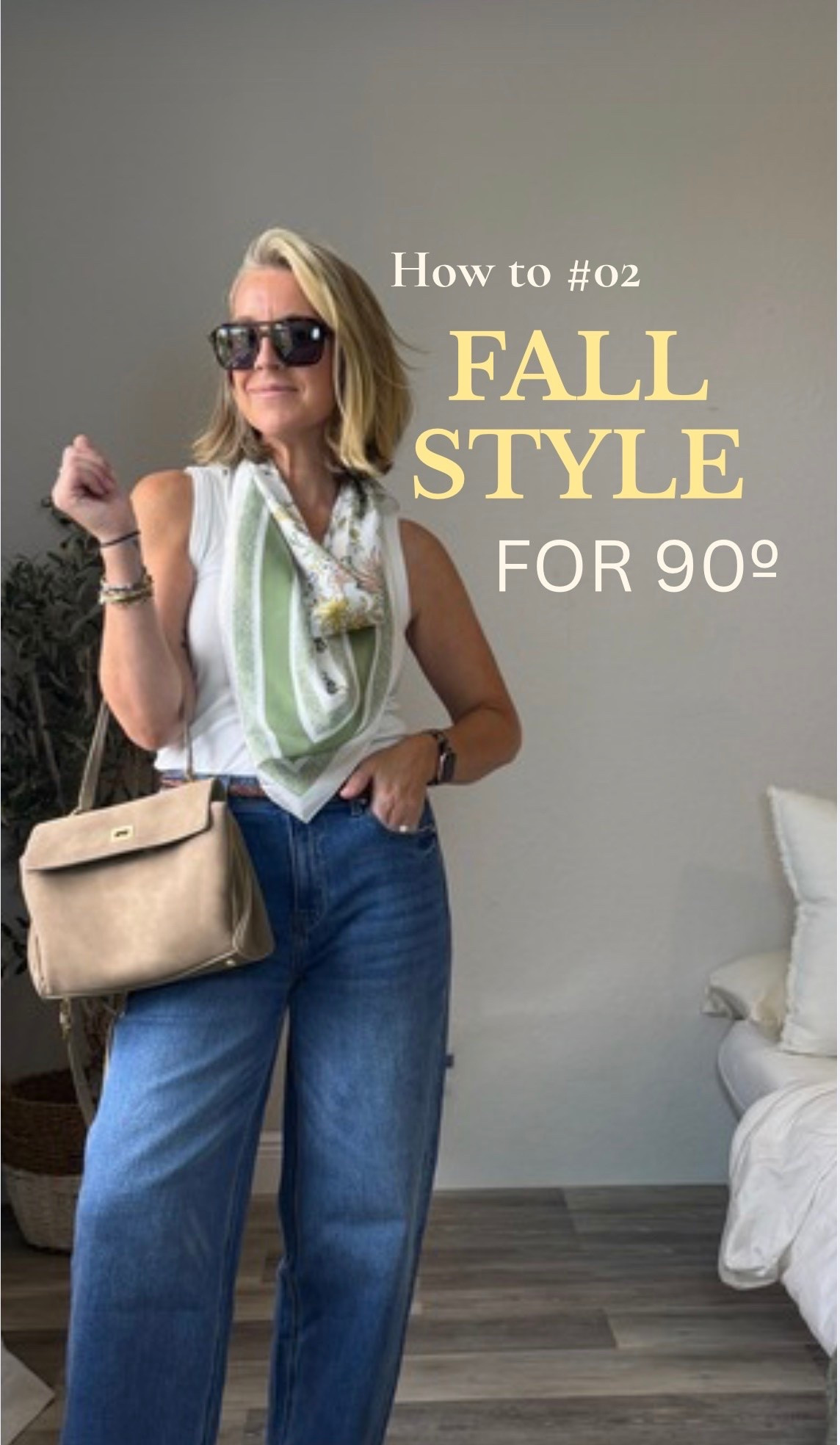 Fall for when it’s 90°. 
Medium tank and 29 regular jeans. For a simple base for so many outfits; I personally think a nice fitting and structured white tank is essential. I love how this one fits and it feels elevated. These jeans also come in short length if you like more of an ankle look.

#LTKgrwm #LTKootd #LTKPetite
